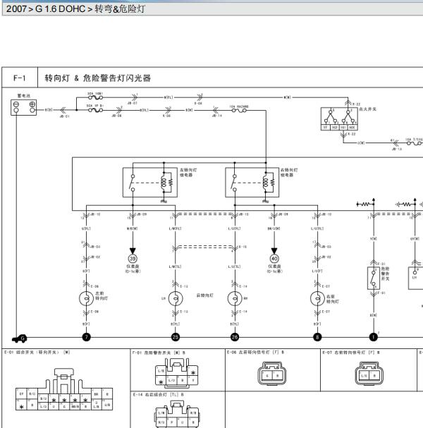2007年起亚赛拉图转向灯电路图