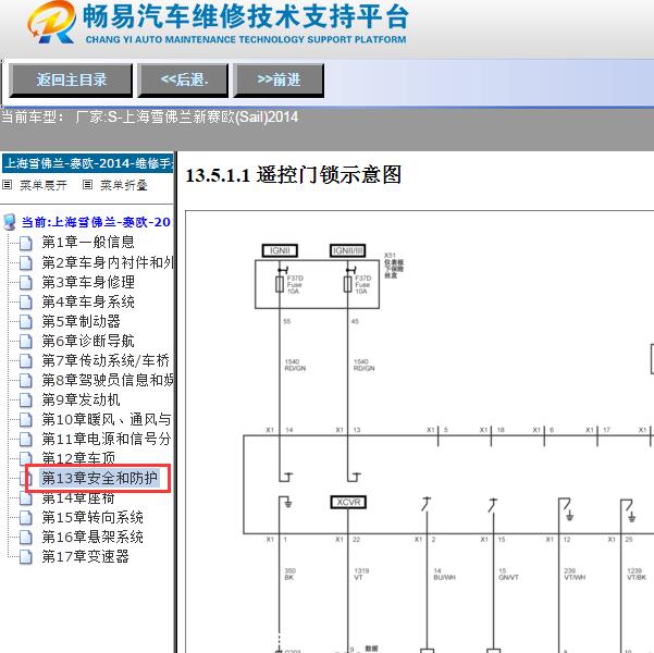 2014年雪佛兰赛欧遥控门锁电路图
