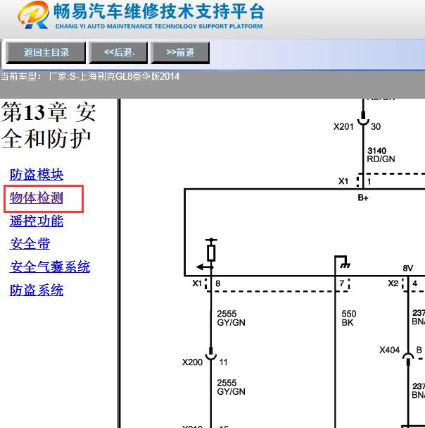 2014年别克GL8雷达电路图