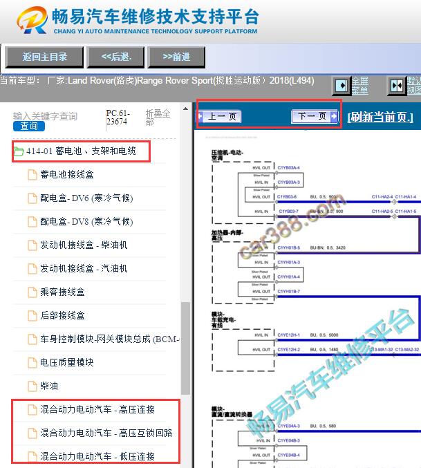 2018年路虎揽胜运动版新能源部分电路图