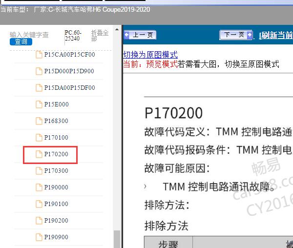19年哈弗H6 Coupe  P170200故障码资料