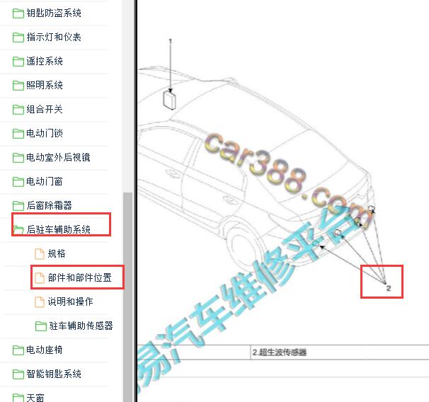 2018年起亚K2倒车雷达模块位置