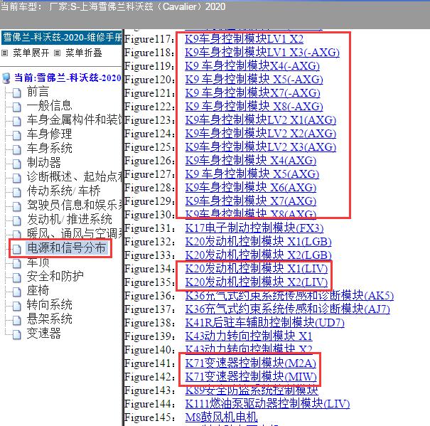 2020年雪佛兰科沃兹发动机车身变速箱针脚资料