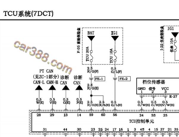 2019年海马8S 7档双离合变速箱电路图资料