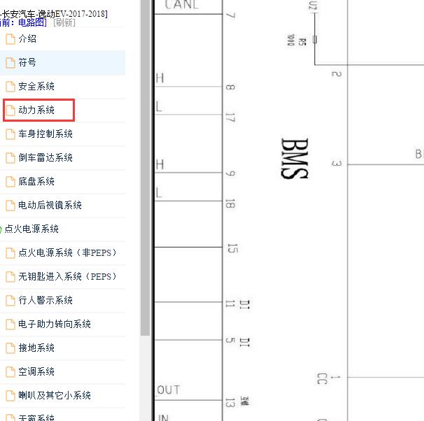 2017-2018年长安逸动EV 电池管理系统电路图