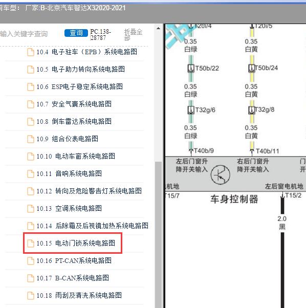 2020-2021年北京X3车身电路图