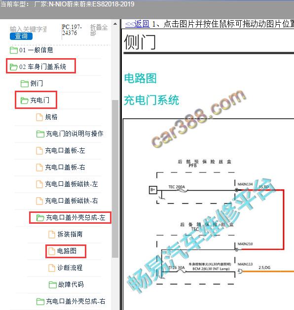 2018年蔚来ES8充电口开关电路图