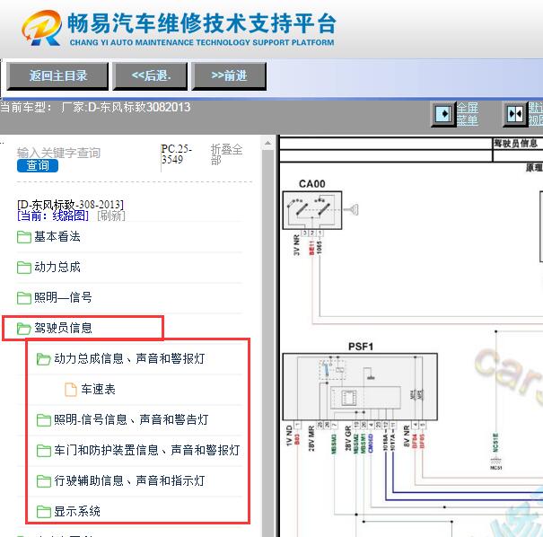 2013年标致308仪表电路图