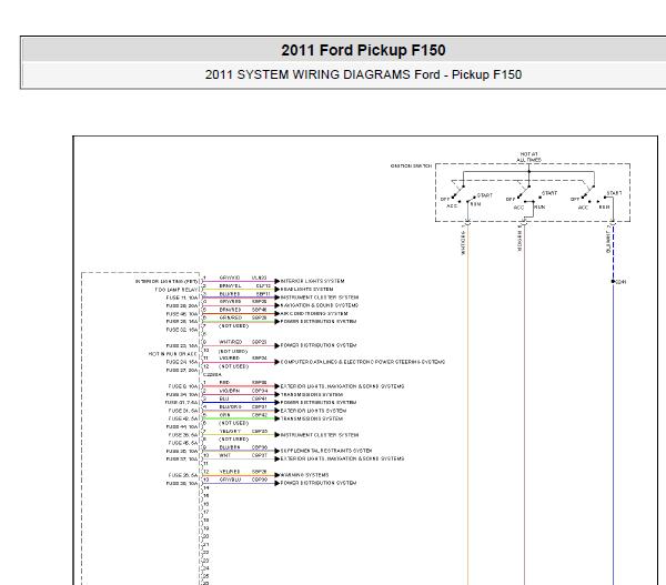 2011年福特猛禽F150车身和门锁电路图