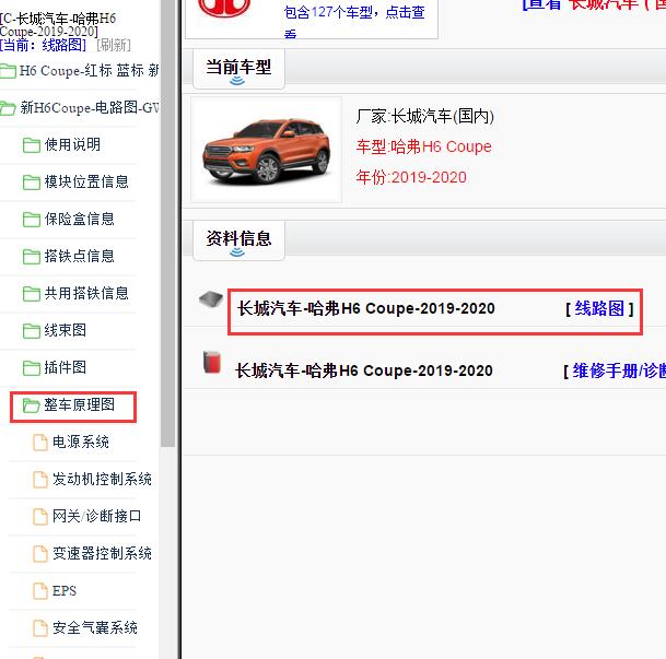 2019-2020年长城哈弗H6 Coupe全车电路图