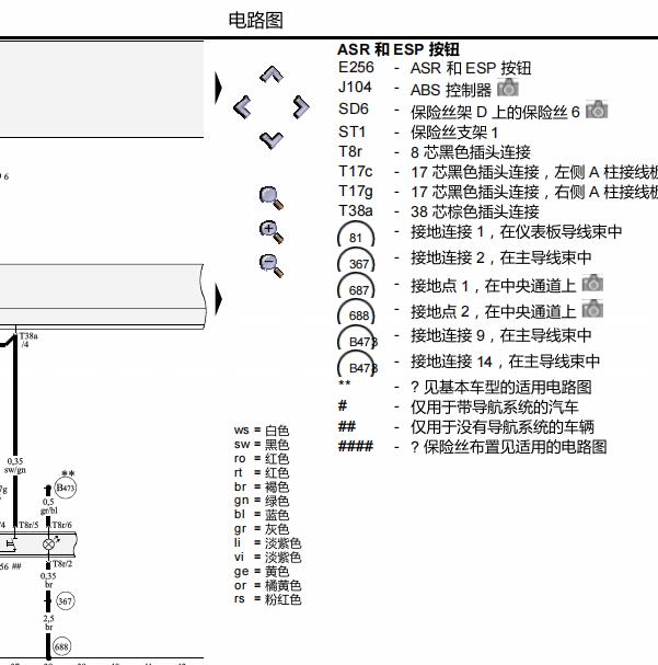 2015年奥迪A4LABS车身及发动机电路图