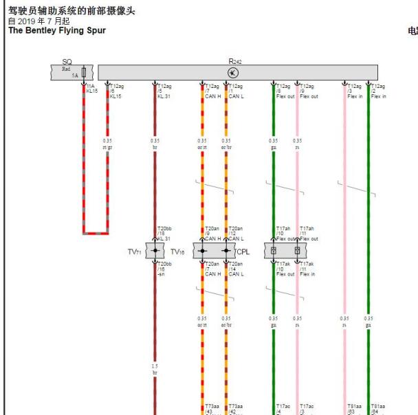 2020年宾利飞驰前部摄像头电路图