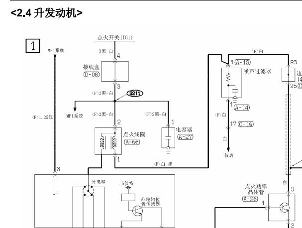 2004年三菱帕杰罗发动机点火电路图