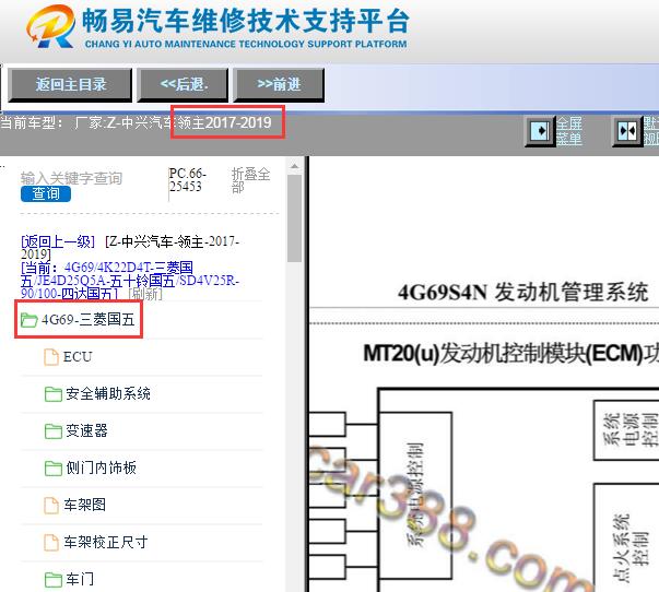 2017-2019年中兴领主4G69S4N发动机电脑板说明