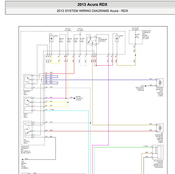 2013年讴歌RDX冷却风扇电路图