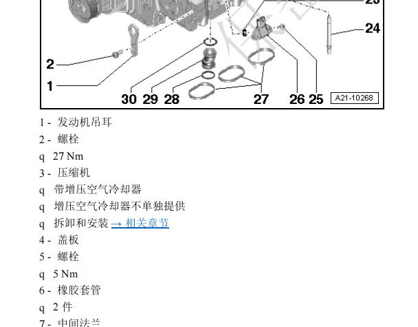 2010年奥迪A6L机械增压相关扭矩和拆装