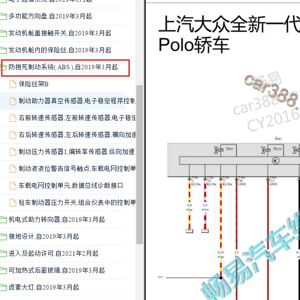 2021-2022年大众波罗ABS电路图