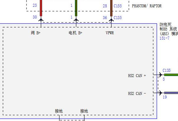2018年福特猛禽F150 ABS电路图