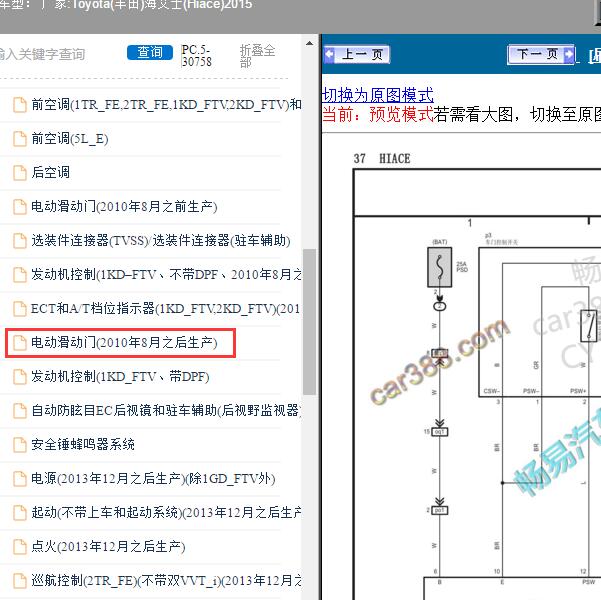 2015年Toyota(丰田)-海艾士(Hiace) 电动滑动门电路图