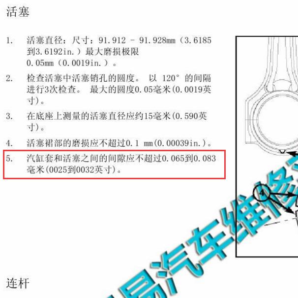2014-2017年 吉普牧马人2.8柴油发动机活塞间隙