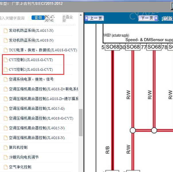 2011-2012年吉利汽车-EC7 变速箱电路图