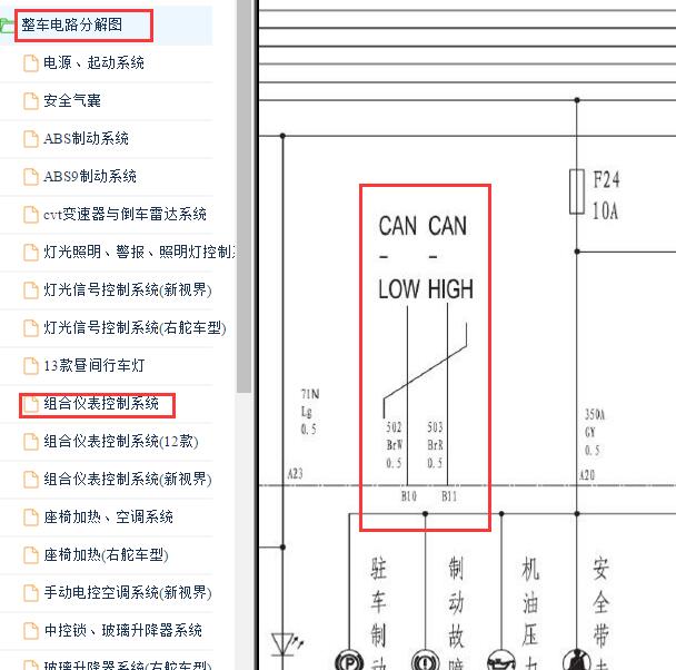 2011-2016年长城C30 仪表CAN电路图