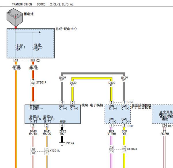 2019年吉普牧马人挂挡模块电路图