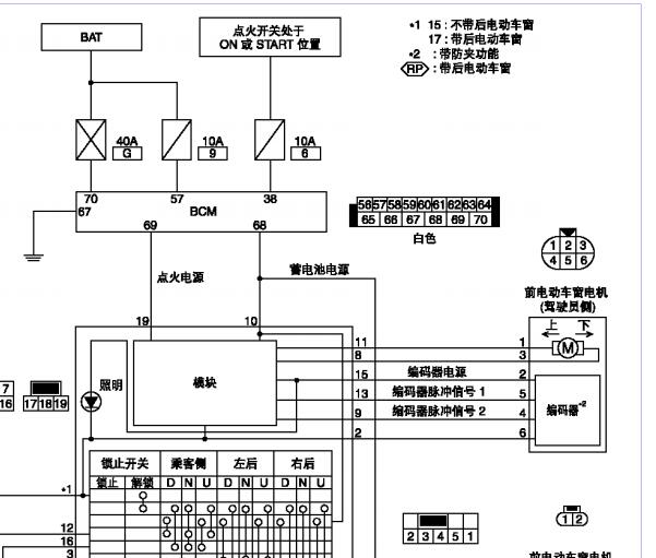2012年日产阳光车窗电路图和针脚资料