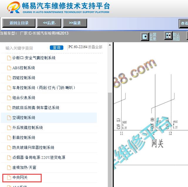2013年哈弗H6中央网关电路图