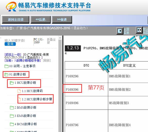 2015-2016年广汽传祺GA5混动版 P169369故障码资料
