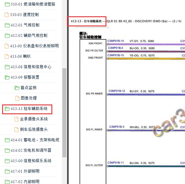 2018-2020年路虎发现5雷达电路图