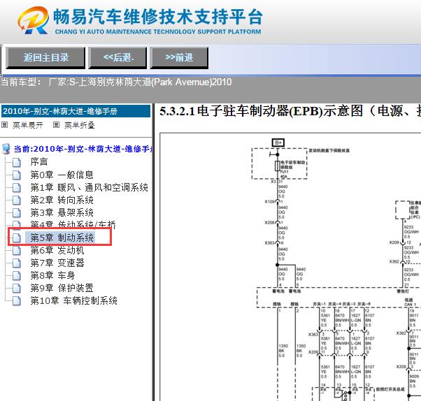 2010年别克林荫大道手刹电路图
