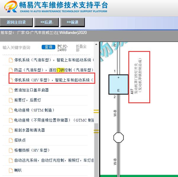 2020年丰田威兰达发动机盖锁电路图