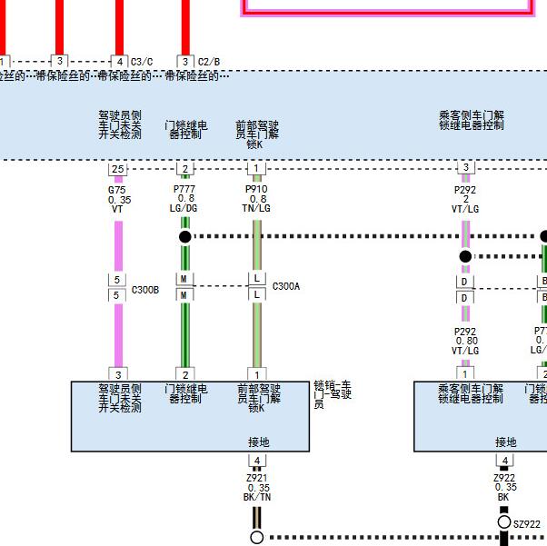 2013年道奇酷威驾驶员车门电路图
