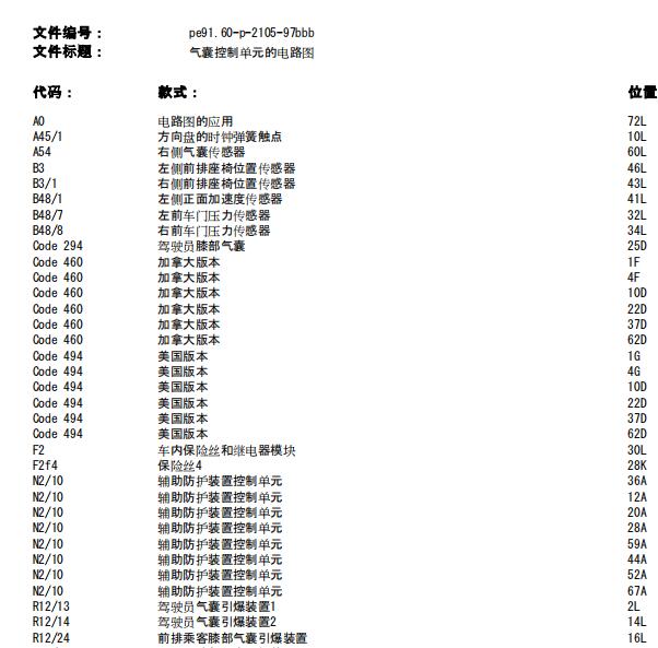 2017年奔驰smart安全气囊电路图