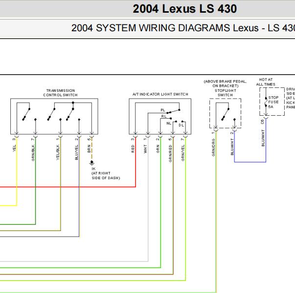 2004年雷克萨斯LS430发动机及变速箱电路图