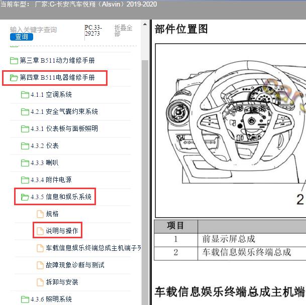 2020年长安悦翔车载信息部件位置
