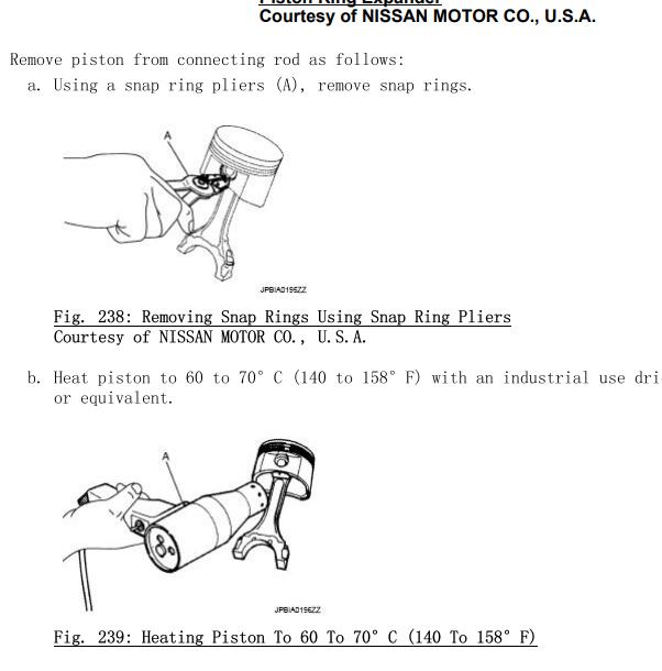 2011年英菲尼迪VQ25发动机活塞维修手册