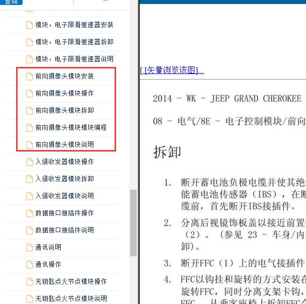 2015-2016年吉普大切诺基前向摄像头模块资料