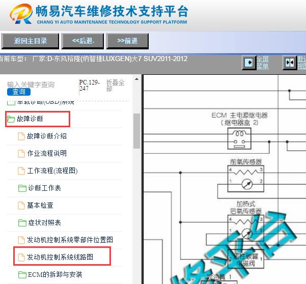 2011-2012年纳智捷大7 SUV发动机氧传感器电路图