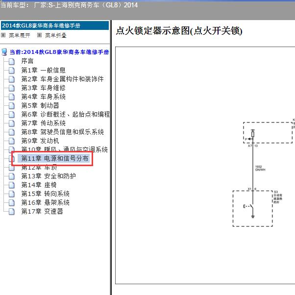 2014年别克GL8点火锁电路图