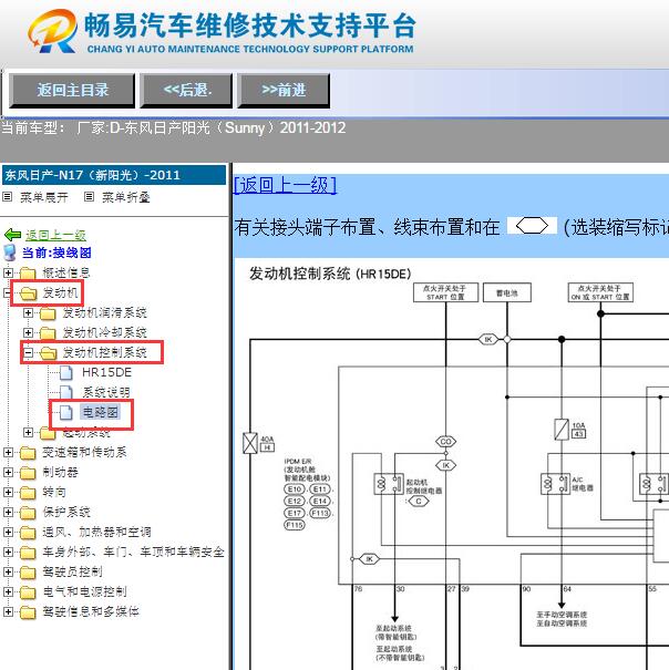 2011-2012年日产阳光发动机电路图