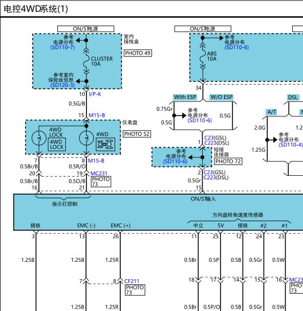 2006年现代胜达四驱电路图
