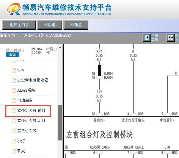 2020-2021年比亚迪汉EV 左前大灯电路图