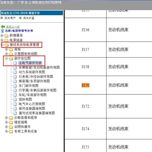 2018年上海凯迪拉克-CT6 J170 、X127 、X150 位置