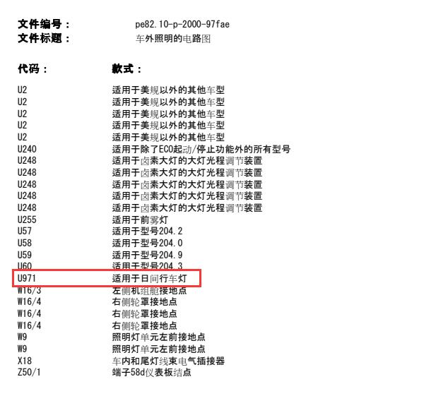 2015年奔驰GLK300日间行车灯电路图