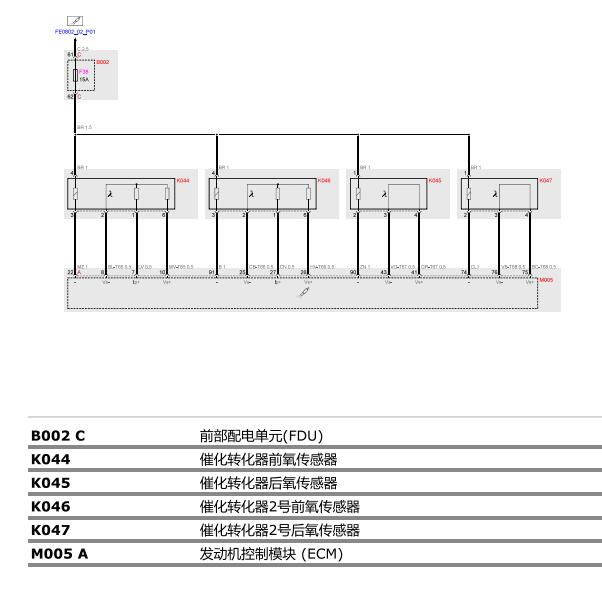 2014年玛莎拉蒂吉博力发动机氧传感器电路图