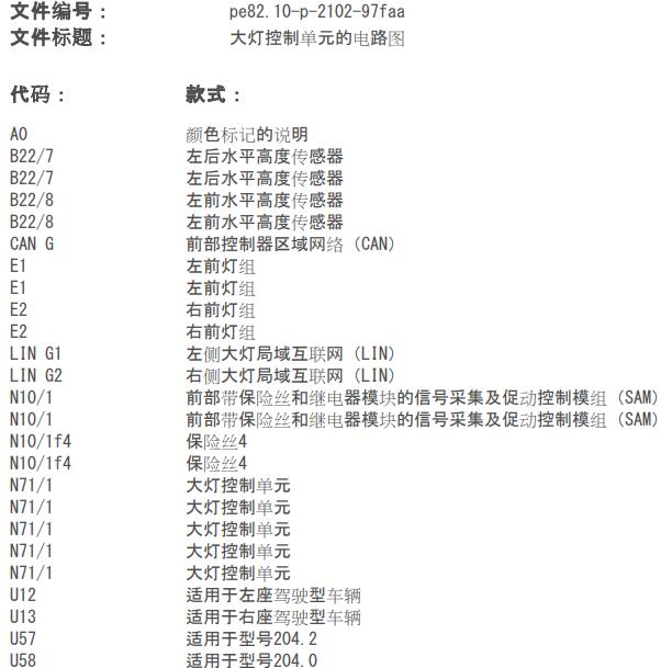 2013年奔驰C180 大灯控制电路图