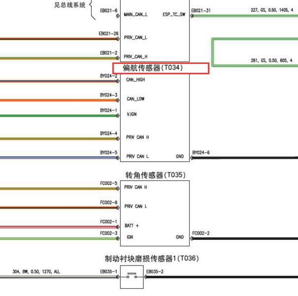 2010-2011年上汽荣威550偏航率传感器电路图.