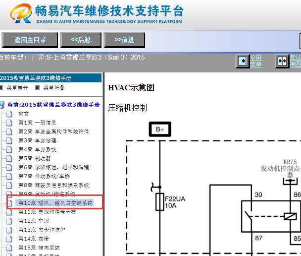 2015年雪佛兰赛欧3 空调电路图